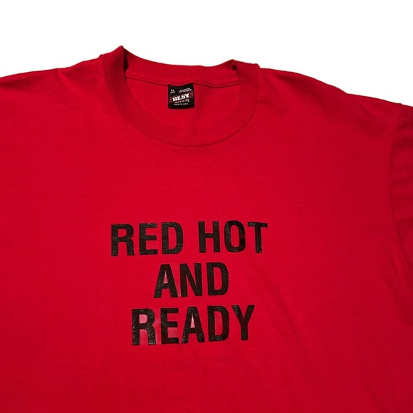 1980s Red Hot and Ready Novelty Humor T Shirt Single Stitch / Men’s Large * - Picture 2 of 4